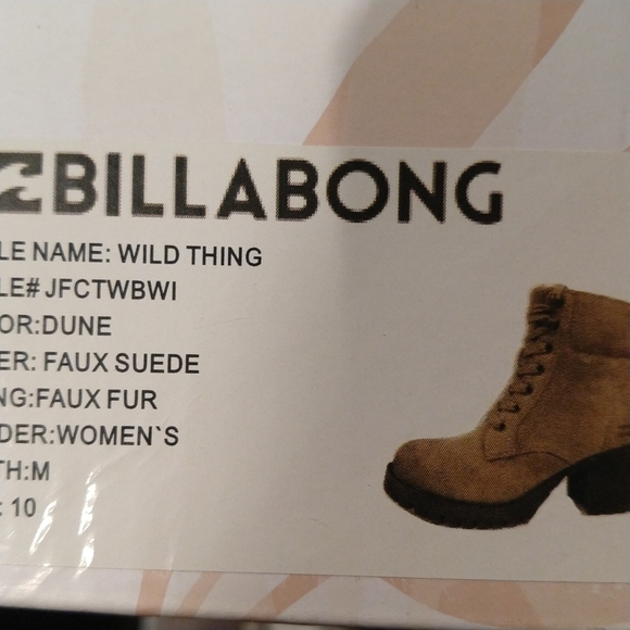 BILLABONG l Wild Thing Vegan Suede Lace-up Boots l Size 10 l NIB - Picture 7 of 7